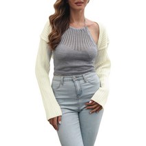 Women s Long Sleeve Bolero Open Front Cropped Cardigan Solid Color Ribbed Knit Sweater Shrug Outerwe