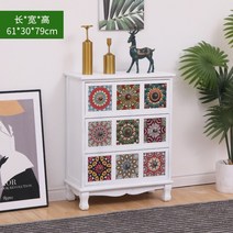 엔틱서랍장 복고풍 레트로 수납장 침실 미국 북유럽 꽃모늬 인테리어 캐비닛 원목, D