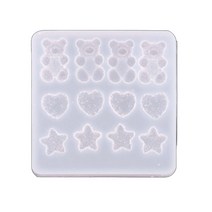 창조적 인 헤어 핀 수지 금형 만화 곰 별 하트 모양 에폭시 곰팡이 DIY 크래프트 곰팡이 헤어 클립 실리콘 곰팡이, 1