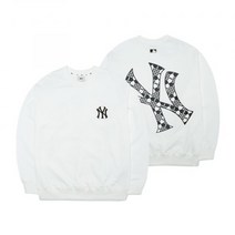 MLB 체커보드 빅로고 오버핏 맨투맨 NY White