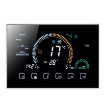 부속자재 건축 홈 개조 TUYA 와이파이 스마트 대형 다채로운 스크린 룸 프로그래밍 가능한 공기 온도 조절기 스위치 난방 쿨러 브리지 음성 알렉사, [04] 4P WIFI, [03] Black