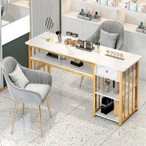 1인 네일 테이블 시술대 책상, 세로절 100cm 골드 프레임