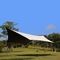 인앤캠핑 블랙코팅타프 자외선 차단 대형 헥사타프 캠핑 그늘막, 올 화이트