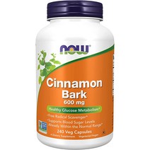 Now Foods Supplements Cinnamon Bark 600 mg Non-GMO 프로젝트 검증 건강한 포도당 대사, 1개
