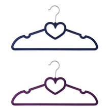 5P 10P 벨벳 하트 논슬립 옷걸이 세트 드레스룸 쇼핑몰 빨랫감 옷장정리 공간활용 옷보관, 매직하트 옷걸이 (퍼플_10P)
