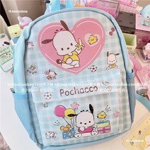 38x28Cm Sanrio Pu 대형 귀여운 배낭 학생 쿠로미 시나모롤 포챠코 책가방 어린이 여행 팩 카와이 아이 애니메이션 선물