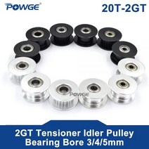 POWGE 2M 2GT 20 치아 동기식 휠 들러 풀리 보어 345mm 베어링 블랙 용 GT2 타이밍 벨트 폭 6MM 20teeth T, Bore 4mm No Teeth, For width 6mm-Silver, 3pcs