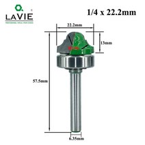 트리머 비트 세트 LAVIE6.35mm 생크 더블 로마 Ogee 테두리 라우터 베어링 우드 라인 나이프 밀링 커터 나무 호빙 MC01180, [02] 22.2mm