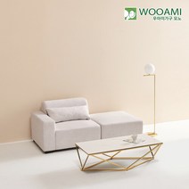우아미가구 모노 니트 모듈 광폭 1인 우형 소파+스툴 GM5020, 아이보리