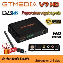 위성 TV 수신기 fta 수용체 gtmedia v7 hd usb wifi 무료 1080p 풀 hd dvb-ss2s2x 디지털 박스 업그레이드 gtmedia v7s hd, v7 HD 선물, 영국 플러그