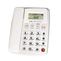 발신자 ID가 있는 유선 전화기 HePesTer P-50 유선 전화기 큰 버튼 증폭 스피커폰 포함 노인 SOS 비상 상황 스피드 다이얼 수면 시간 화이트, White