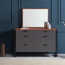 캘리 스틸 모던 와이드 화장대 세트, 그레이