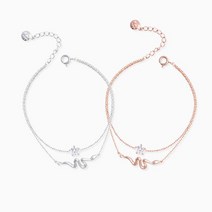 [621+kd]실버 스네이크 앤 큐빅 팔찌 스네이크목걸이 스네이크팔찌 두줄목걸이 큐빅목걸이 실버목걸이