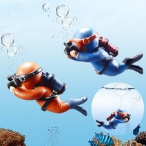 어항 장식 잠수부 수조 장식피규어 다이버 수쿠버 떠있는조형물 장식품 용품, 파랑