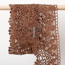 프리미엄 자수 원단 레이스 펀칭 천 치마 리폼 면 줄 의류 웨딩 부재료 스커트 밑단 DIY, 커피색135cm