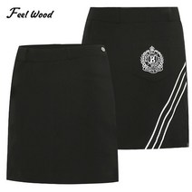 필우드골프 사선 라인배색 로고자수 여성 골프 큐롯 100294