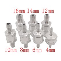 체크밸브 수도배관자재 7 사이즈 실버 밸브 알루미늄 합금 연료 역류 방지 체크 밸브 4mm6mm8mm10mm12mm14mm16mm 단방향 밸브, 14mm