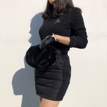 로로얼로이 겨울 골프 밍크 에코퍼 방한 손난로 따수미 벨트 가방 골프핸드워머, 블랙