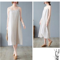 면마 한국 캐주얼 미디 민소매 롱원피스