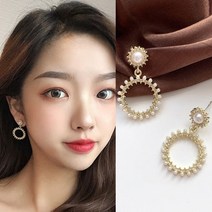 태양 원형 진주 귀걸이 유니크 볼링 비즈쥬얼리 저렴