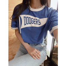 얼반아웃피터스 뉴에라 X LA 다저스 콜라보 링거 남녀공용 반팔 티셔츠