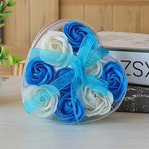 라이징 데일리 비누꽃 8종 꽃다발 인테리어 장식 소품, 네스티 화이트+블루