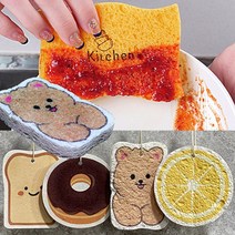 천연 생분해 셀룰로오스 설거지 식빵 친환경 수세미, 레몬