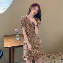 여대생원피스 여름원피스 컬러풀 꽃무늬 러블리퍼프 여대생 여름 (제스트)_973EA