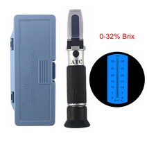 0 32% 습도계 Brix 굴절계 설탕 측정기 Brix ATC 교정 시간 영역 굴절계 설탕 시험기 휴대용 휴대용|refractometer brix|brix refractomet, No box, 1개, 스페인