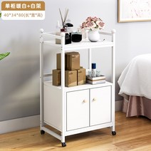 미용실 트레이 미용 원목 웨건 가위정리대 이동식 정리대 다기능 이발소 모바일 매니큐어, 40x34x80cm, 단일캐비닛따뜻한흰색+흰색선반