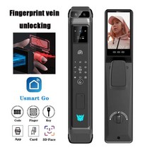 Usmrat Go 3D 얼굴 인식 정맥 지문 디지털 전자 도어락 카메라 생체 잠금 해제 스마트, 04 gray-finger vein