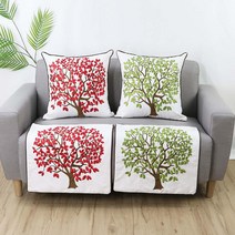 나무 그림 자수 쿠션 포인트 인테리어 쿠션 커버 쇼파쿠션, 12-2 나무 그린, 커버+솜