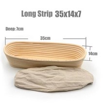 반느통 발효 빵 바구니 깜빠뉴 4 크기 타원형 반죽 Banneton Brotform 등나무 교정 증명 고리 버들 주방 용품, 35CM, 1개