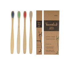 환경을 고려한 프리미엄 고급미세모 대나무 옥수수칫솔(4개입)1box 자연그대로의 친환경칫솔, 대나무칫솔(4p)1개