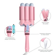 봉고데기 자동 헤어 컬링 매직기 Ihongsen LCD 컬링 아이언 세라믹 모델링 도구 아이론 전기 헤어 컬러 롤, 02 Black32mm_01 미국