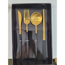 메벨로 볼륨 명품 커트러리 4종세트, 블랙골드