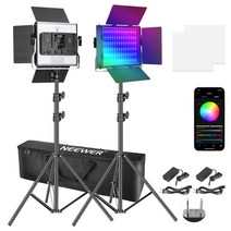 NEEWER RGB 650 LED 비디오 라이트 앱 컨트롤 포함 360도 풀 컬러 45W 비디오 조명 키트 CRI 97+ 9 장면 효과 게임 스트리밍 줌 YouTube Webex 방송 사진용