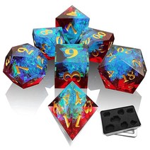 DD 7/다면체 레진 TRPG 주사위 세트 MTG 던전 앤 드래곤 패스파인더 롤 플레잉 보드 게임 컬렉션 및 선물 정교한 금속 상자 포함레드 블루 USA 미국, Red and Blue