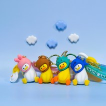 고맙토다 미니 갸우뚱 오리 인형 키링 열쇠고리 자동차 키홀더, 1개, 미니상어+곰+공룡+토끼