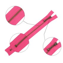 옷 지퍼 달기 폐쇄 형 엔드 3 # (20-50cm) 8-20 인치 라운드 비드 모델링 구리 지퍼 금속 벌크 지퍼 봉제용, 18 Rose_04 50CM