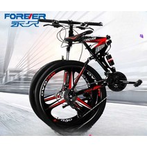 접이식 MTB 자전거 오프로드 입문용, 흑백 3칼 휠 24인치 21단