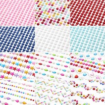 미리사몰 비즈스티커 큐빅 모양 진주 하트 별 비즈 공예 스티커 DIY 꾸미기 취미 돌봄 방과후, 비즈스티커:66번