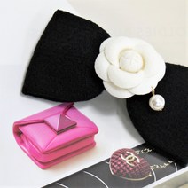 누머아인스 블랙 코코 카멜리아 트위드 리본핀