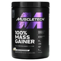 머슬테크 100 매스 게이너 초콜릿 퍼지 브라우니 2.33kg (5.15lb), 바닐라 밀크쉐이크 5.15 lbs (2.33 kg), 1EA