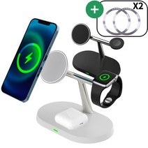 헤몬 3in1 맥세이프 무선충전기 아이폰 애플워치 에어팟 거치대, 화이트