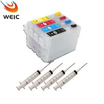 T702 T702XL 702 엡손 Workforce Pro WF-3720 용 재충전 용 잉크 카트리지 칩이없는 WF-3733 WF-3730 프린, 01 A With Syring, 한개옵션1