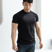 보스트핏 남자 데일리 심플무지 머슬핏 반팔티