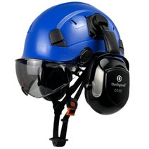 안전헬멧 CE 건설 안전 헬멧 고글 바이저 SNR = 30dB 귀마개 ABS 하드 모자 ANSI 산업 작업 보호 구조, Blue S Visor B07aliexpress