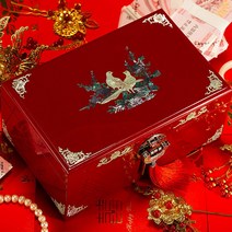 자개 보석함 액세서리 목걸이 악세서리 액세서리 주얼리 보관함 자개함 케이스 쥬얼리, 라지 까치 물고기 자물쇠 이중