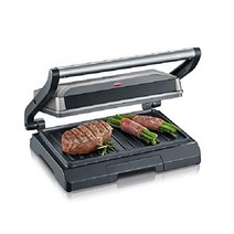 SEVERIN 샌드위치 스테이크 및 파니니 양면 전기 그릴 800W KG 2394, 메탈릭 그레이
